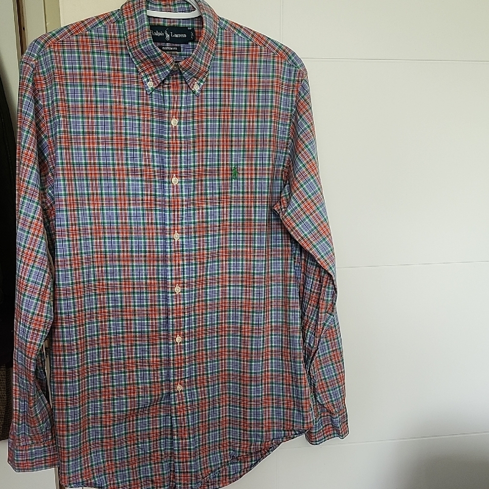 Ralph Lauren Size M Purple Green Orange Casual Button Down Shirt